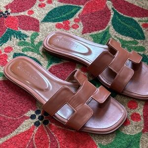 Elegant Brown Slide Sandals